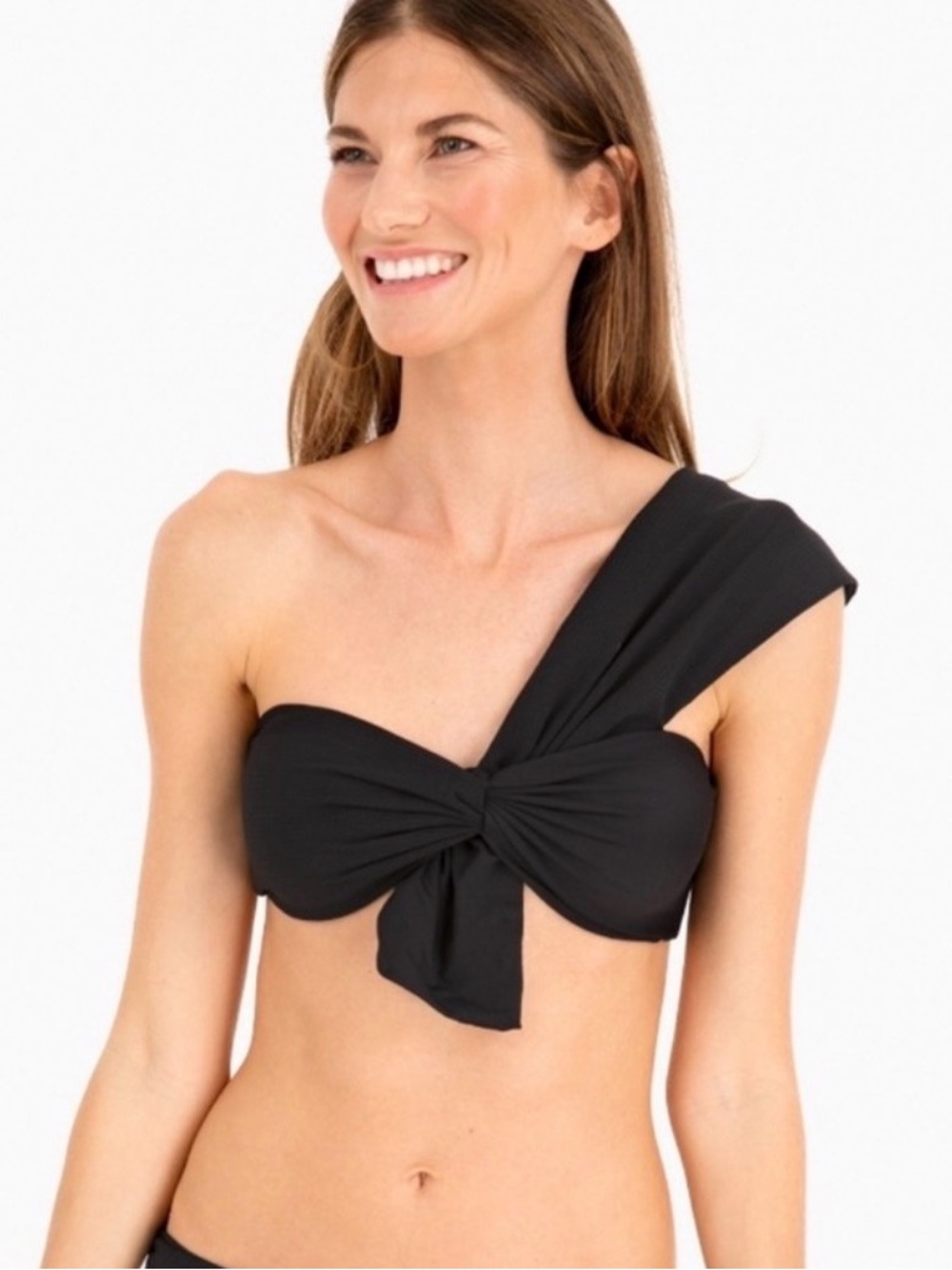 Marysia Swim Venice Black One-Shoulder knot Tie Bikini Top
